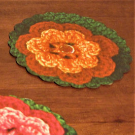 Posavasos De Papel Impresión crochet del Diseñador de flores naranja 
