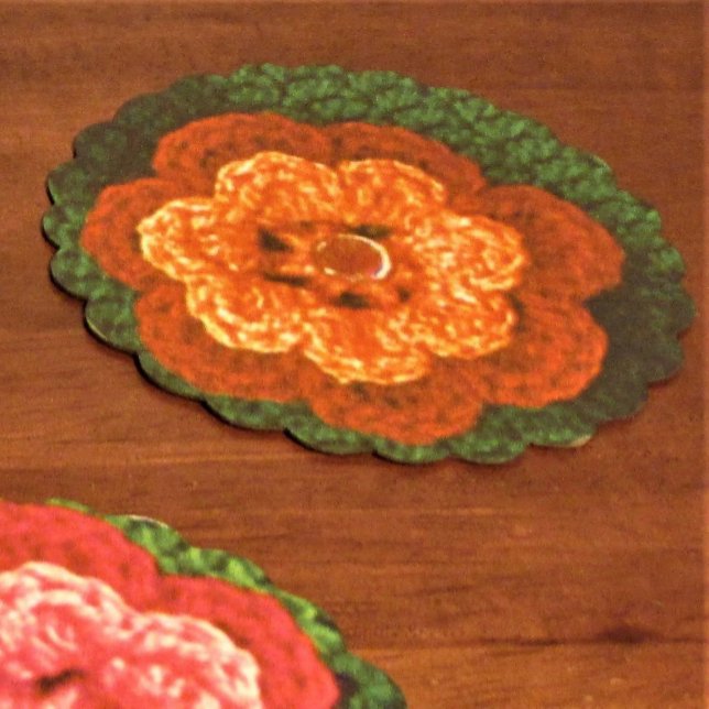 Posavasos De Papel Impresión crochet del Diseñador de flores naranja  (Subido por el creador)