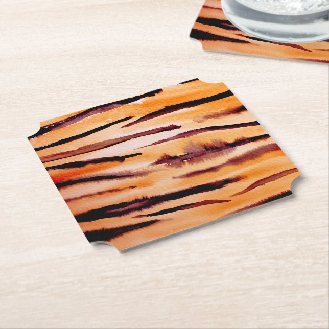Posavasos De Papel Impresión de animales de tigre negro naranja (En perspectiva)
