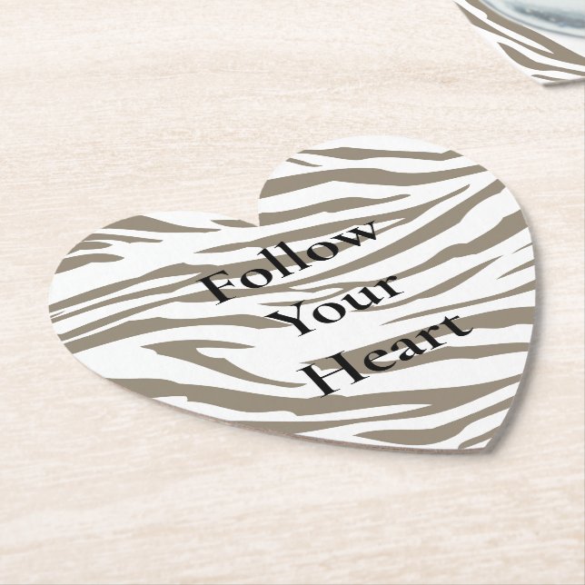 Posavasos De Papel Impresión de cebra blanca crema marrón (En perspectiva)