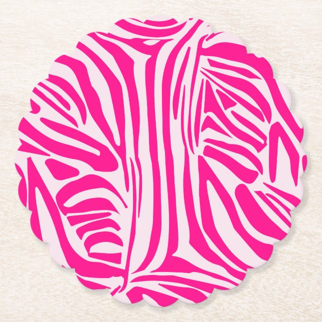 Posavasos De Papel Impresión de cebra rosa (Anverso)