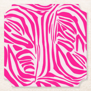 Posavasos De Papel Impresión de cebra rosa