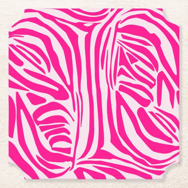 Posavasos De Papel Impresión de cebra rosa (Anverso)