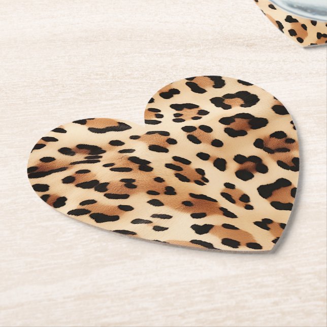Posavasos De Papel Impresión de leopardo de crema (En perspectiva)