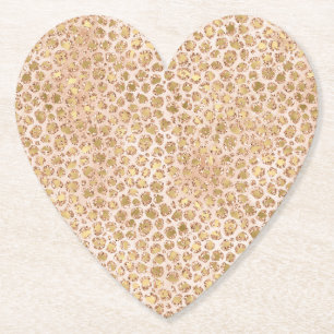 Posavasos De Papel Impresión de leopardo de oro Girly Purpurina