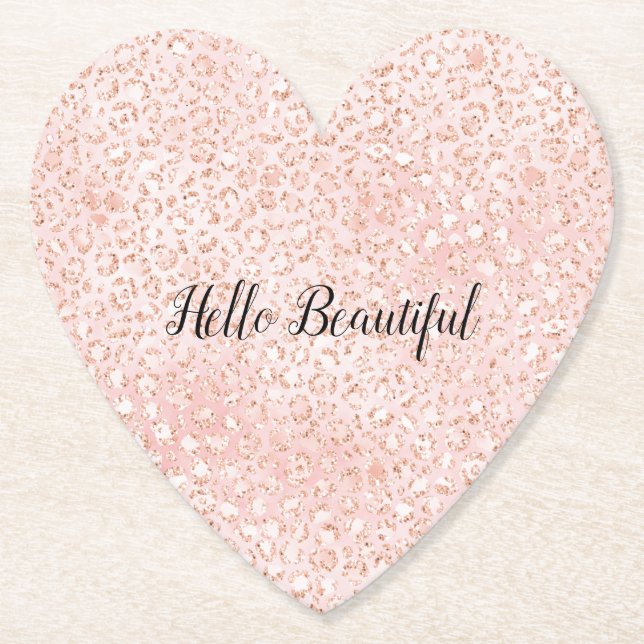 Posavasos De Papel Impresión de leopardo de Purpurina blanco rosado d (Anverso)