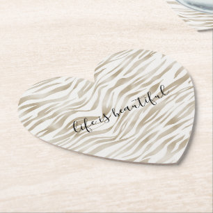Posavasos De Papel Impresión Zen Cream White Cocoa Brown Zebra