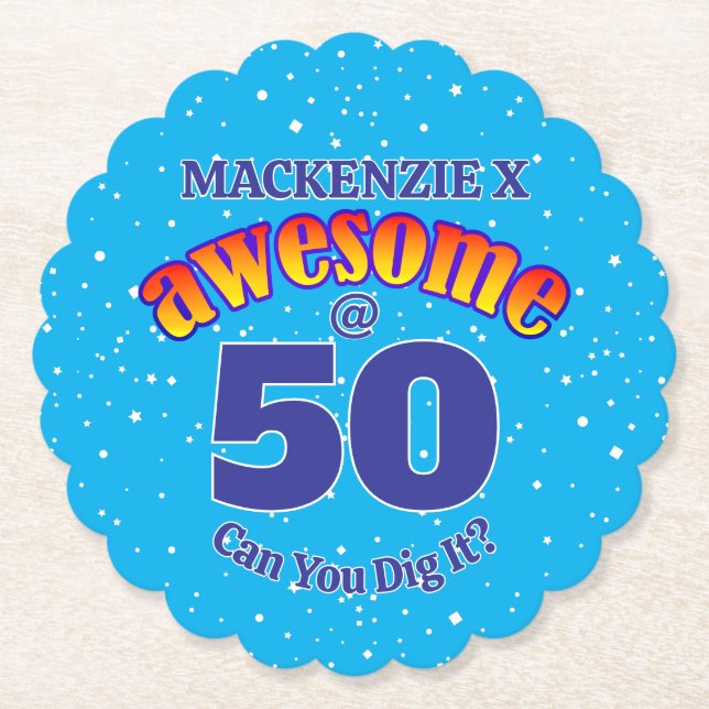 POSAVASOS DE PAPEL IMPRESIONANTE AZUL DE 50 AÑOS DE LUZ (Anverso)