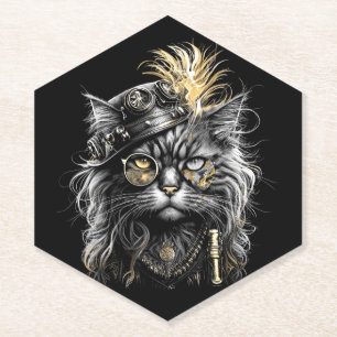Posavasos De Papel Impresionante gato steampunk