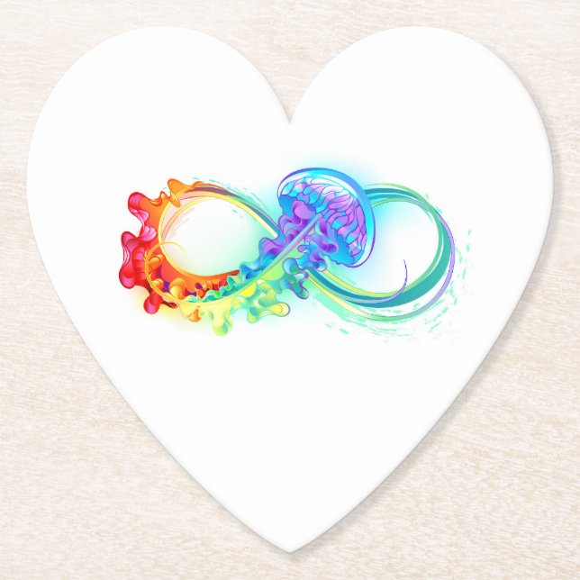 Posavasos De Papel Infinidad con las medusas del arcoiris (Anverso)