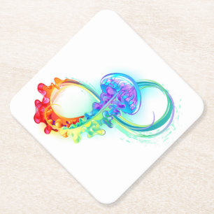 Posavasos De Papel Infinidad con las medusas del arcoiris
