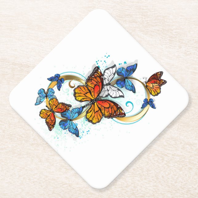 Posavasos De Papel Infinidad de Mariposas Monarca (Anverso)