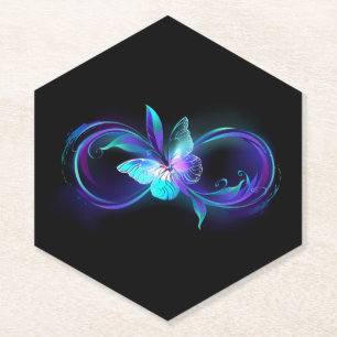 Posavasos De Papel Infinito brillante con mariposa mágica