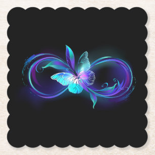 Posavasos De Papel Infinito brillante con mariposa mágica
