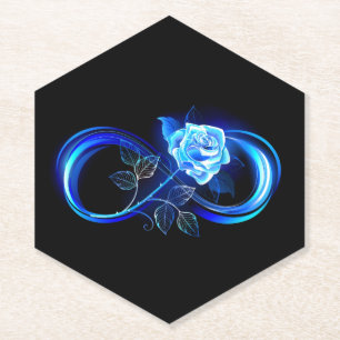 Posavasos De Papel Infinito brillante con rosa azul