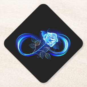 Posavasos De Papel Infinito brillante con rosa azul