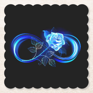 Posavasos De Papel Infinito brillante con rosa azul