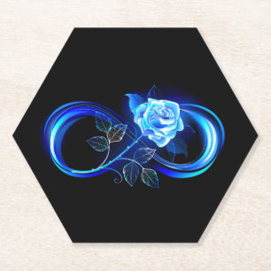 Posavasos De Papel Infinito brillante con rosa azul