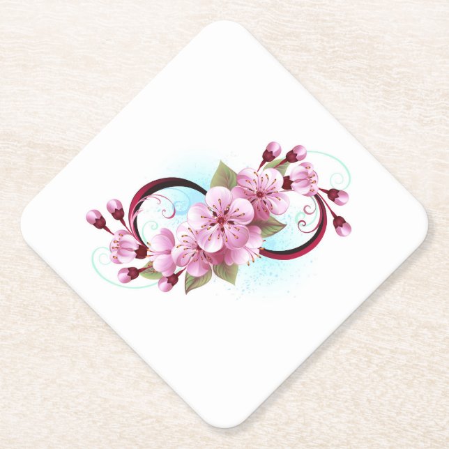 Posavasos De Papel Infinito con las flores de flores de Sakura Blosso (Anverso)