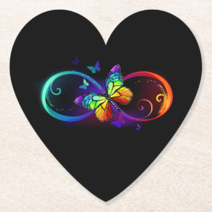 Posavasos De Papel Infinito vibrante con mariposa arco iris sobre neg