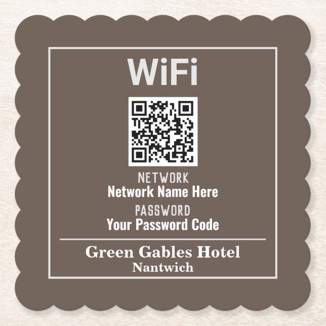 Posavasos De Papel Instrucciones WiFi con código QR (Anverso)