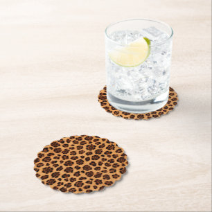 Posavasos De Papel Ir Estampado Leopardo Salvaje Dorado Marrón Naranj