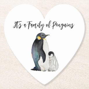 Posavasos De Papel It's a family of penguins watercolor drawing