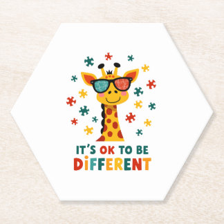 Posavasos De Papel It's Ok To Be Different Giraffe Autism Awareness B