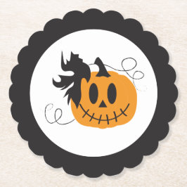 Posavasos De Papel Jack O Lantern Pumpkin Halloween Naranja Negro