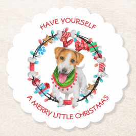 Posavasos De Papel Jack Russell Terrier Tiene Una Feliz Navidad