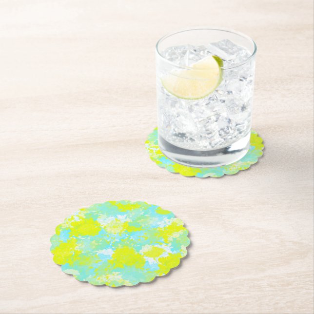 Posavasos De Papel Japanese floral blue patterns (In situ)
