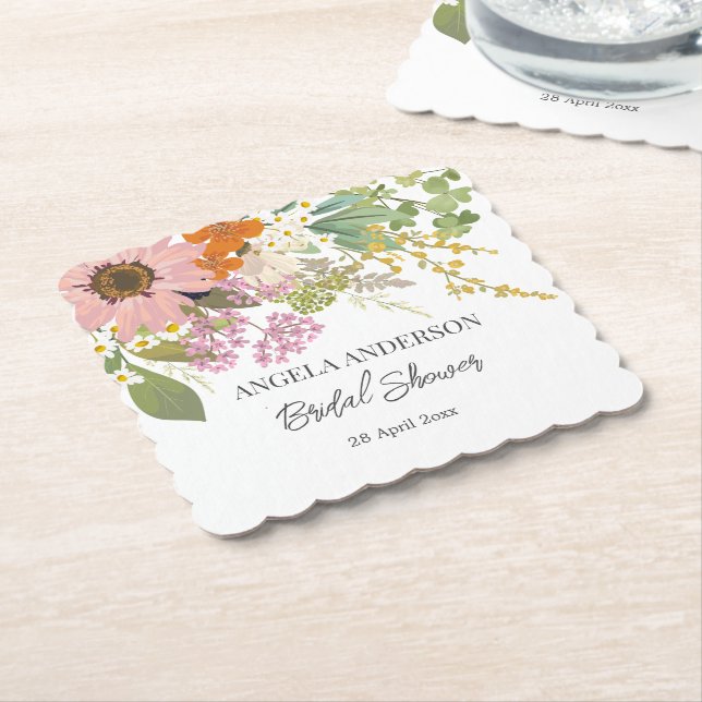 Posavasos De Papel Jardín de flores de primavera para despedida de so (En perspectiva)