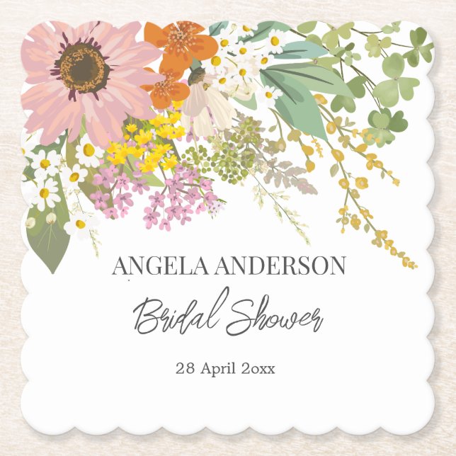 Posavasos De Papel Jardín de flores primavera ducha de novia Papel de (Anverso)