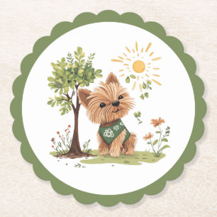 Posavasos De Papel Jardinería de perros Yorkie en el Día de la Tierra