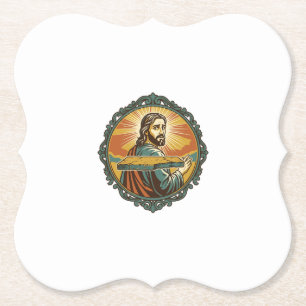Posavasos De Papel Jesús Avergonzado Tropezando Superficie Plana Clús