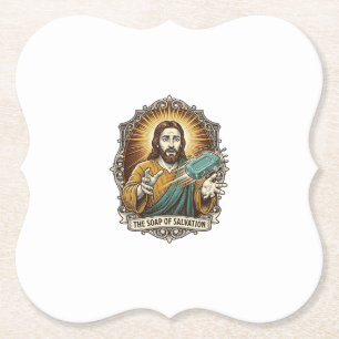 Posavasos De Papel Jesús Dejó Cayer Jabón Resbaloso Ducha Torpe Baño