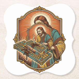 Posavasos De Papel Jesús derrama café en teclado mecánico roto tecnol