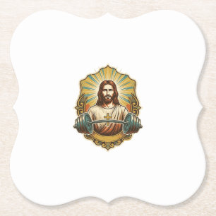 Posavasos De Papel Jesús Determinado Pesa Pesada de Hierro Powerlifti