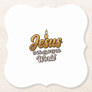 Posavasos De Papel Jesus Luz del Mundo Vela Cristiana Vector_1