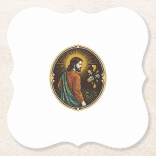Posavasos De Papel Jesús Piso de Baile de Vidrio Roto Fiesta Peligro 