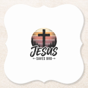 Posavasos De Papel Jesus Salva Camiseta de la Cruz Cristiana Vintage 