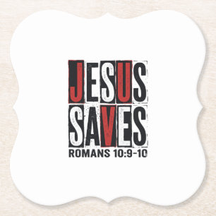 Posavasos De Papel Jesús Salva Romans 10_9 Camiseta Vintage Cristiana
