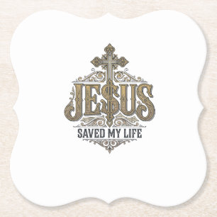 Posavasos De Papel Jesús Salvó Mi Vida Grabado Vintage Camiseta Crist
