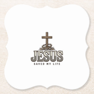 Posavasos De Papel Jesús Salvó Mi Vida Grabado Vintage Diseño Cristia