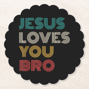 Posavasos De Papel Jesús Te Ama Hermano, Gracioso Retro De Fe Cristia