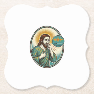 Posavasos De Papel Jesús tosiendo en medio de un mensaje de audio de 