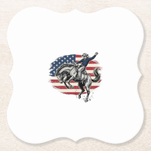Posavasos De Papel Jinete de caballo vaquero patriótico de rodeo vint