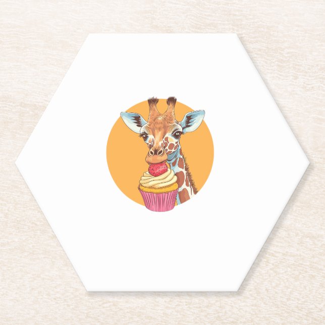 Posavasos De Papel Jirafa Con Cupcake   (Anverso)