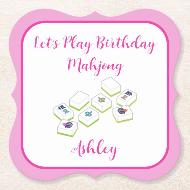 Posavasos De Papel Juega Mahjong de cumpleaños PERSONALIZAR (Anverso)