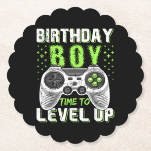 Posavasos De Papel Juego de video Level Up Birday Boy